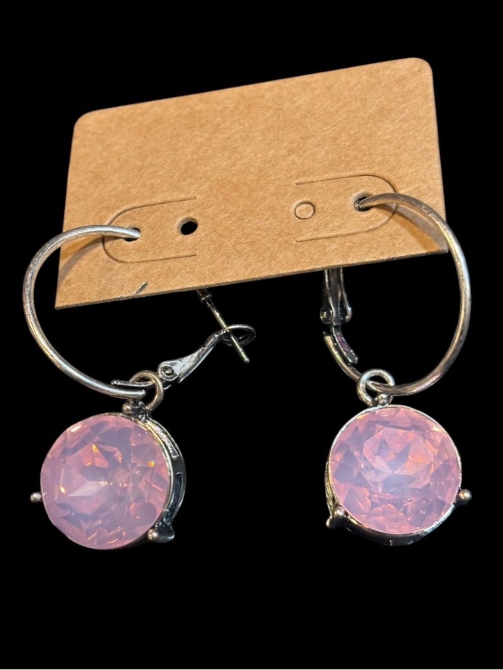 Pink Opal Crystal Earrings NWOT